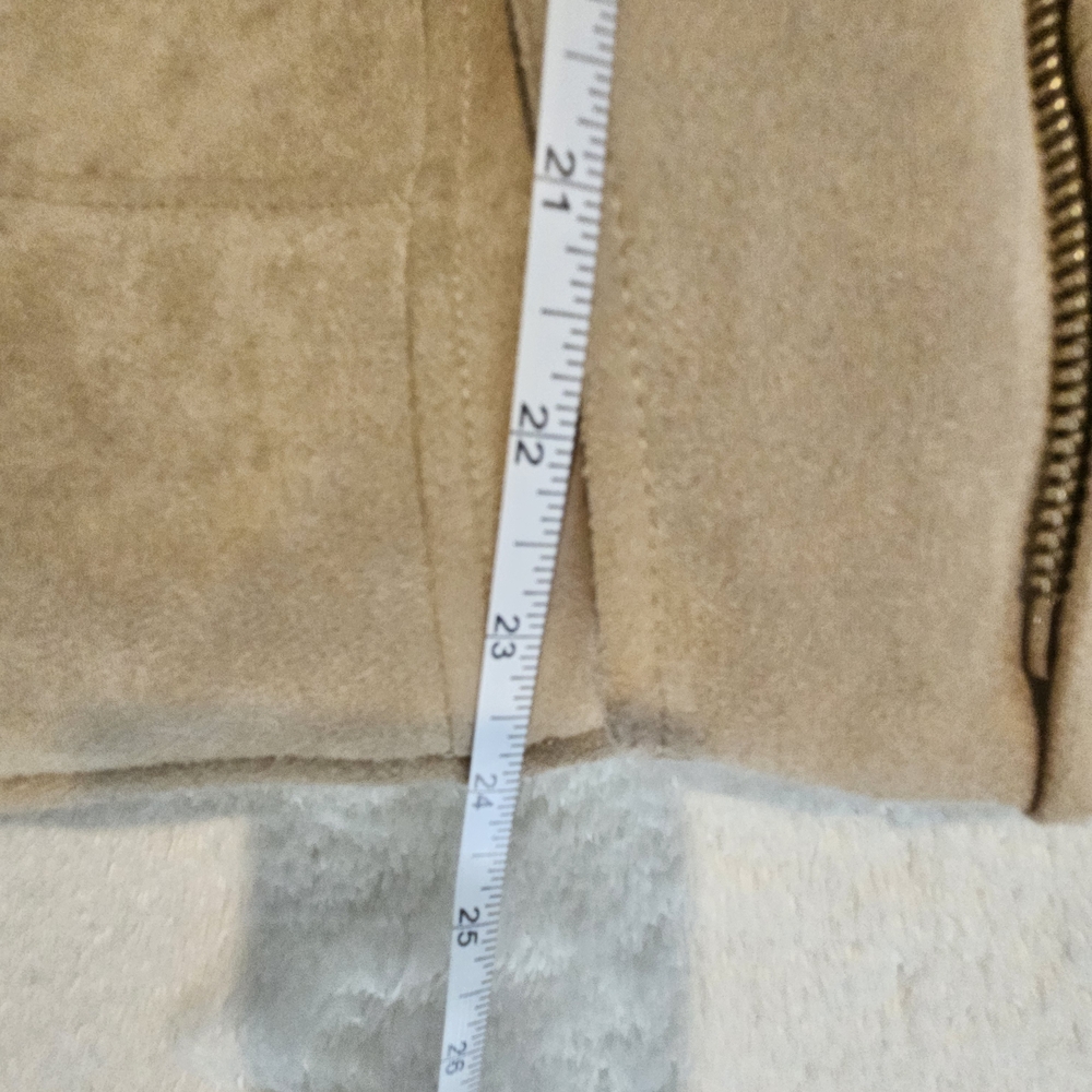 NEW Tommy Hilfiger Leather Suede Beige Biker Jacket Size XS Neutral Moto Luxury - Picture 7 of 9